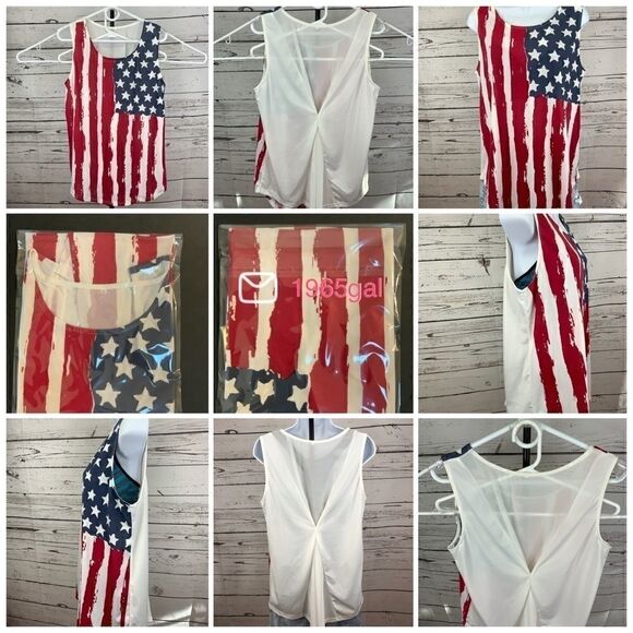American Flag Print Patriotic Tank Top Plus Size - Picture 2 of 15